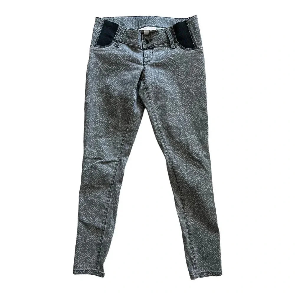 Isabel Maternity Gray Snake Print Skinny Jeans 0